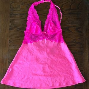Victoria’s Secret Lace Halter Pink Babydoll